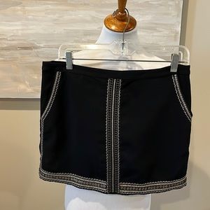 Madewell black sequin and embroidery embellished mini skirt